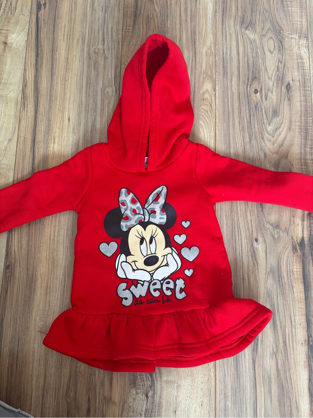 Disney Red Minnie Mouse Hooded Ruffle Sweatshirt for Kids